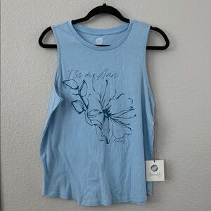 Beachly Light Blue Floral Women's Muscle Tee Tank Size Medium